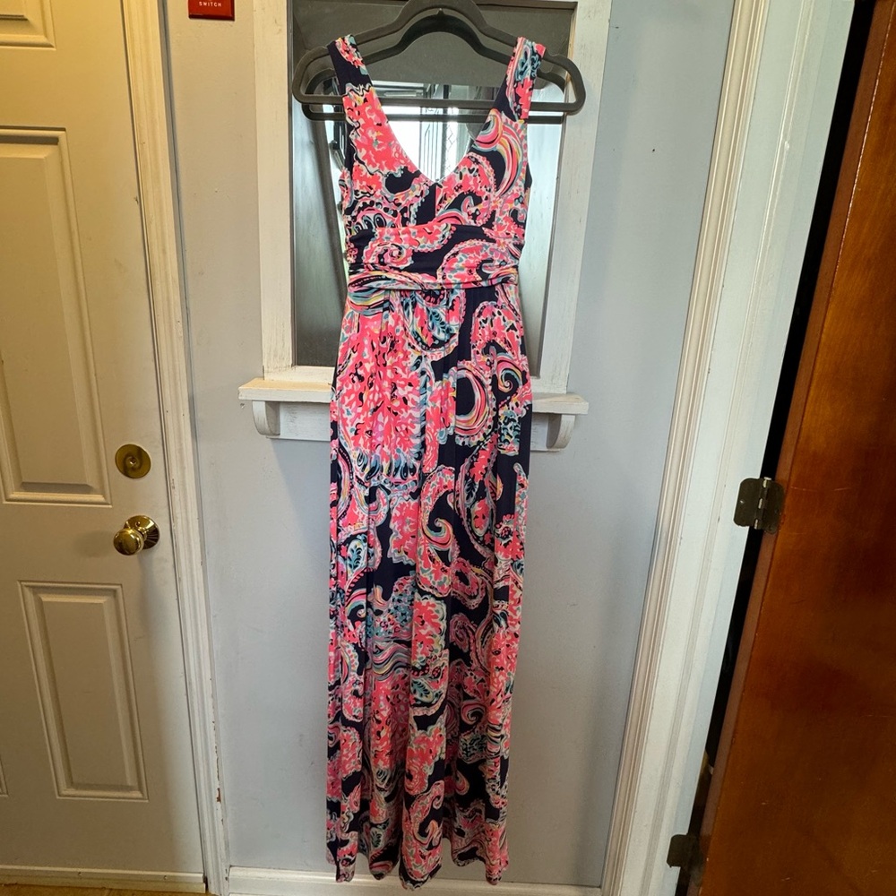 Lilly Pulitzer Sloane Maxi Pop Up “For the Halibut” print XS